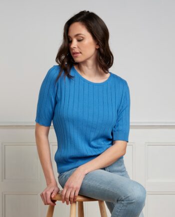 Prussian Blue Skovhuus Kvinde Shirt Strik - Skovhuus T-shirts  - 5711419312275