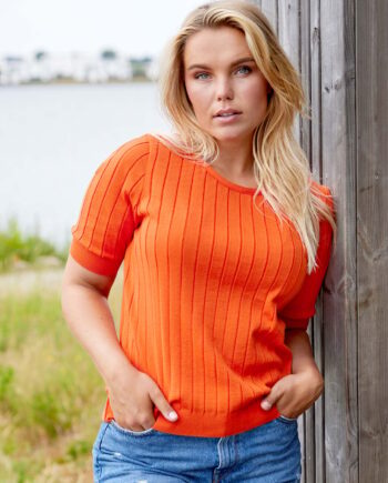 Carrot Orange Skovhuus Kvinde Shirt Strik - Skovhuus T-shirts  - 5711419385507