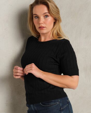 Sort Skovhuus Kvinde Shirt Strik Black - T-shirts  - 5711419165840