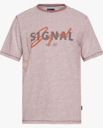 M Lukesi Print Stripe Tee - Signal T-shirts  - 5702096474349