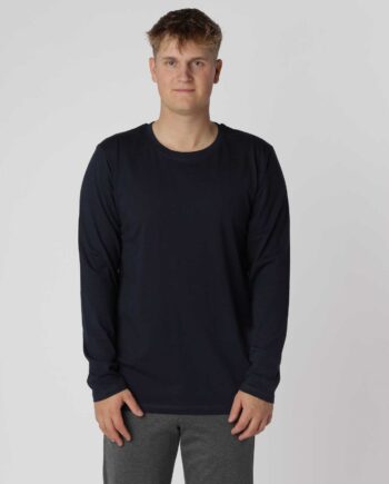 Essential Langærmet Shirt Navy - Hiddentrend T-shirts  - 0000200010406