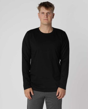 Sort Essential Langærmet Shirt - Hiddentrend T-shirts  - 0000200010106