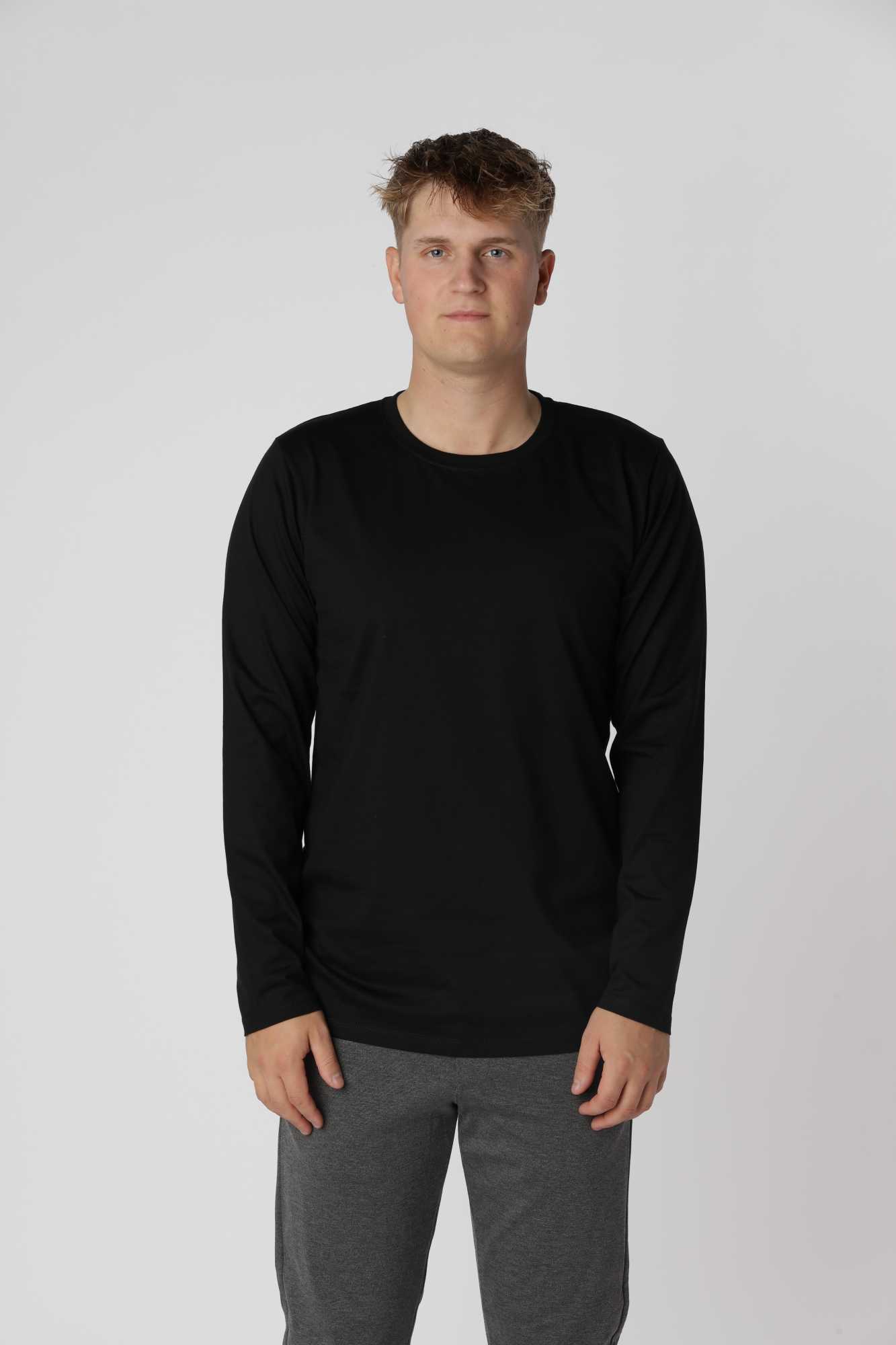 Sort Essential Langærmet Shirt - Hiddentrend T-shirts - 0000200010106