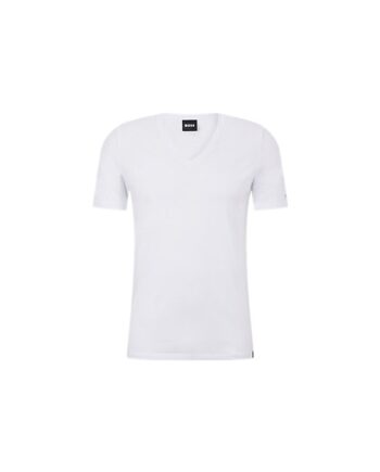 Hvid Boss Neck Shirt Til Herre - Boss T-shirts
