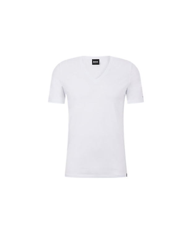 Hvid Boss Neck Shirt Til Herre - Boss T-shirts