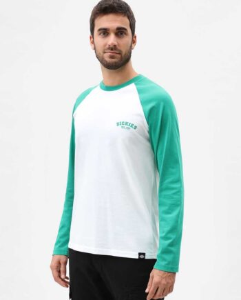 Hvid Dickies Baseball Langærmet Shirt Emerald - Dickies T-shirts  - 679894533811