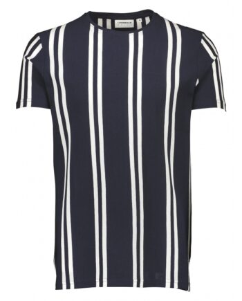 Navy Lindbergh Shirt Med Striber Til Herre - Lindbergh T-shirts