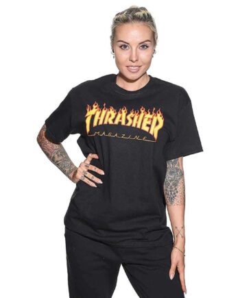 Hvid Thrasher Flame Kortærmet Shirt Sort - Thrasher T-shirts  - 010202007332